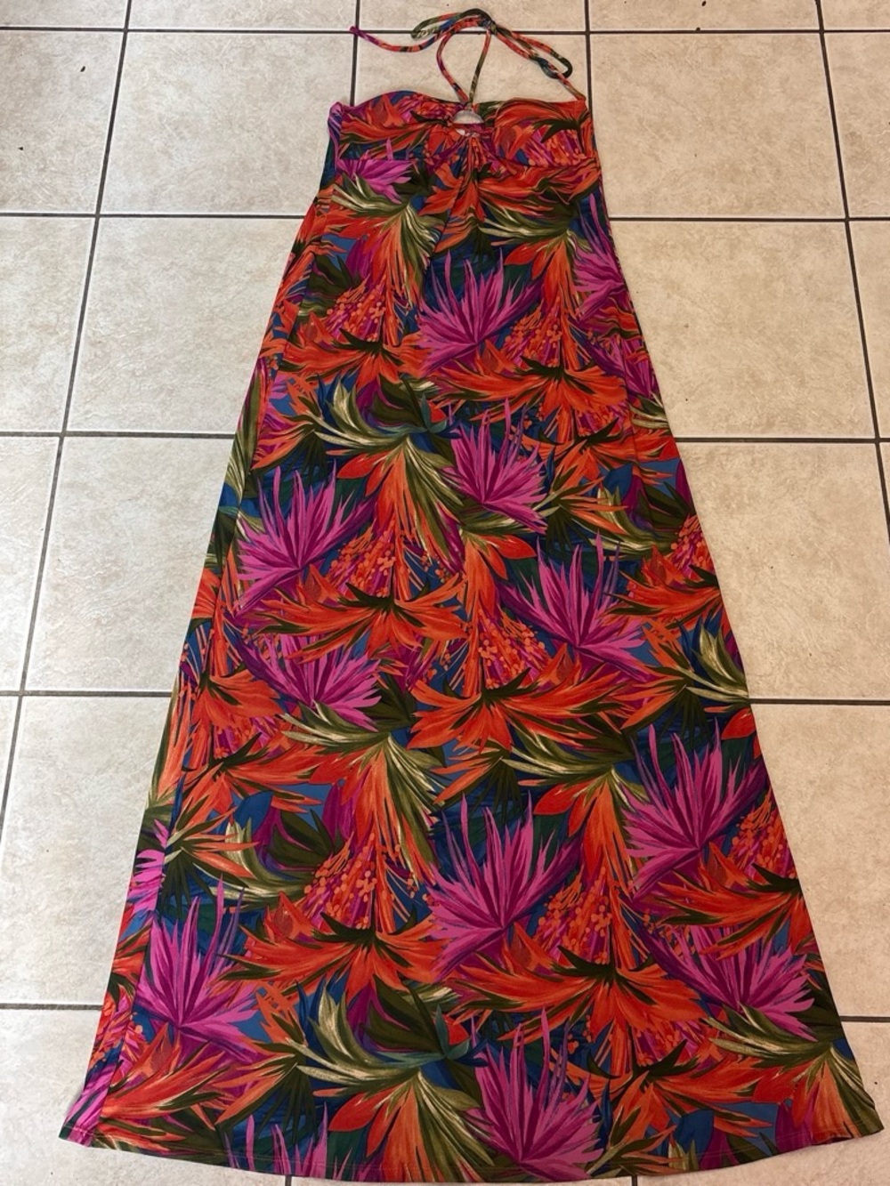 Y2K Body Central Tropical Floral Print Maxi Halter Dress💕